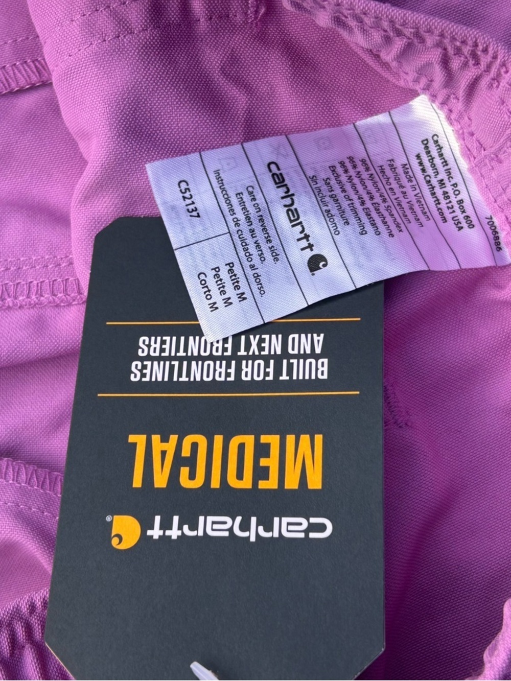 Carhartt Force Cargo Jogger Scrub Pants Purple Medical Workwear Petite M NWT - Picture 4 of 8